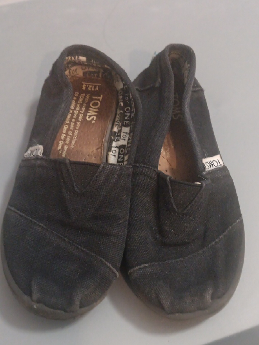 Toms Kids Black Canvas Slip-On Sneakers